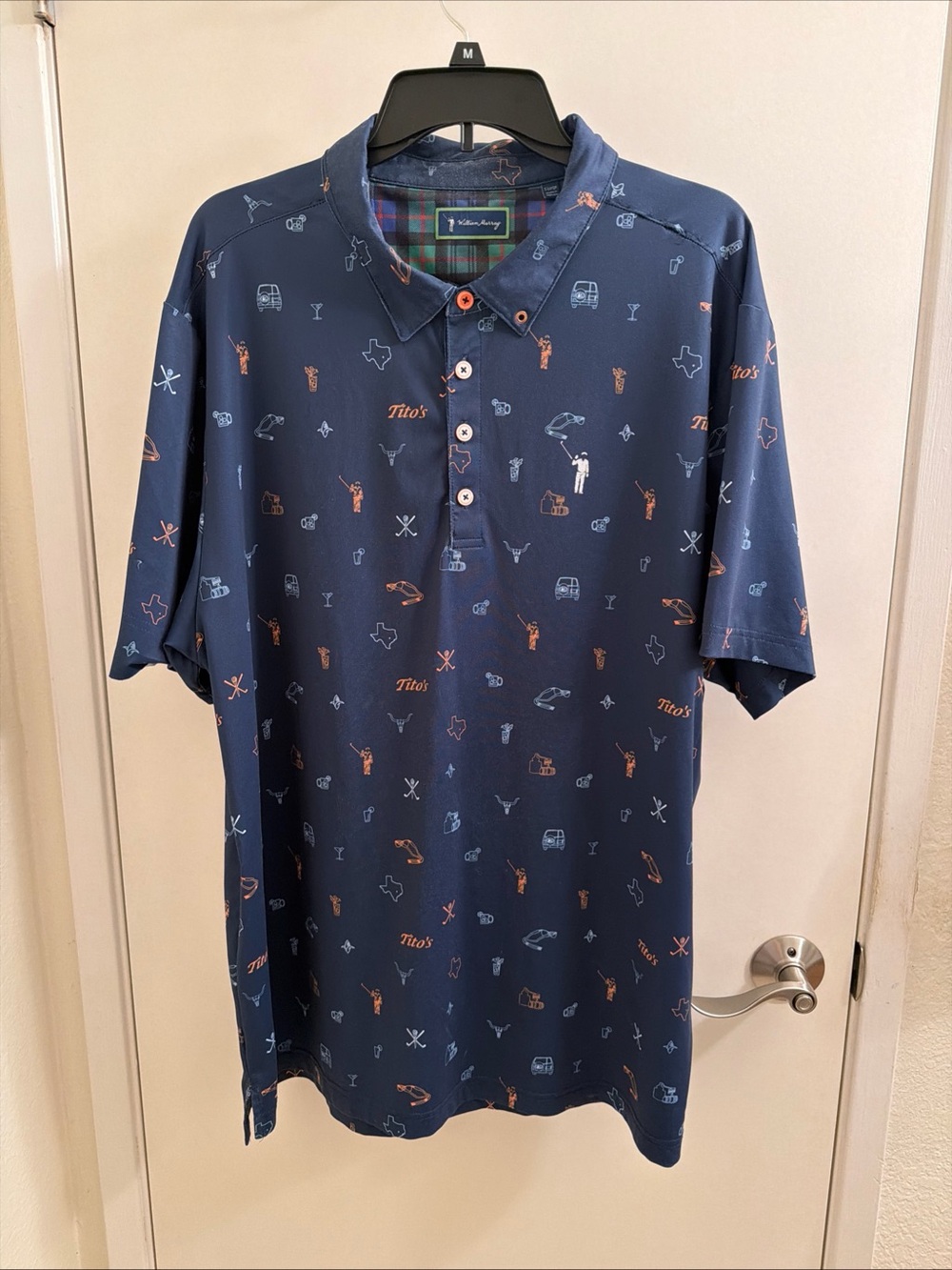 William Murray Golf Performance Polo Shirt Tito's Vodka Texas Blue Print Men XL